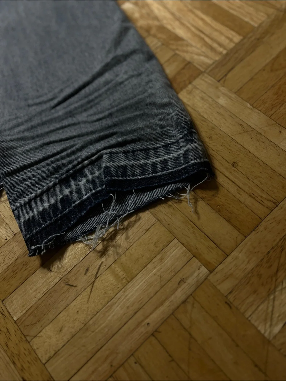 Men's Washed Blue Jeans with Black Denim Waistband